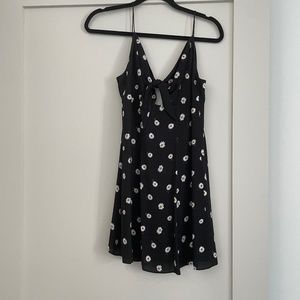 Floral Daisy Black Sundress with Keyhole neckline and Spaghetti Straps